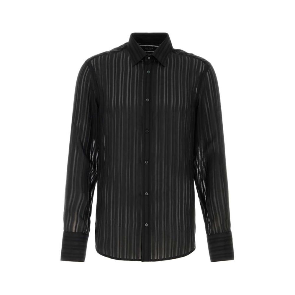 Gucci Men Black Silk Shirt